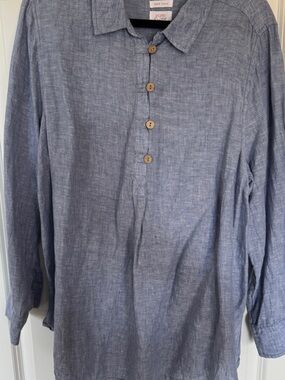 Sigrid Olsen Linen-Blend Shirt - Blue